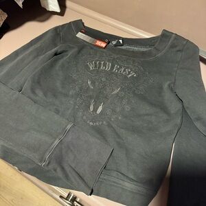 NWT Y2K Diesel Charcoal Wild East cropped open back Crewneck - size M